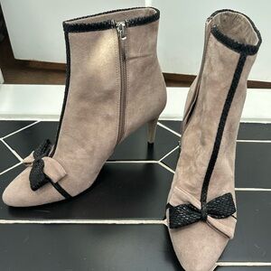 Karl Lagerfeld Tan and Black Heeled Mona Boots - Size 7.5, NEW without box